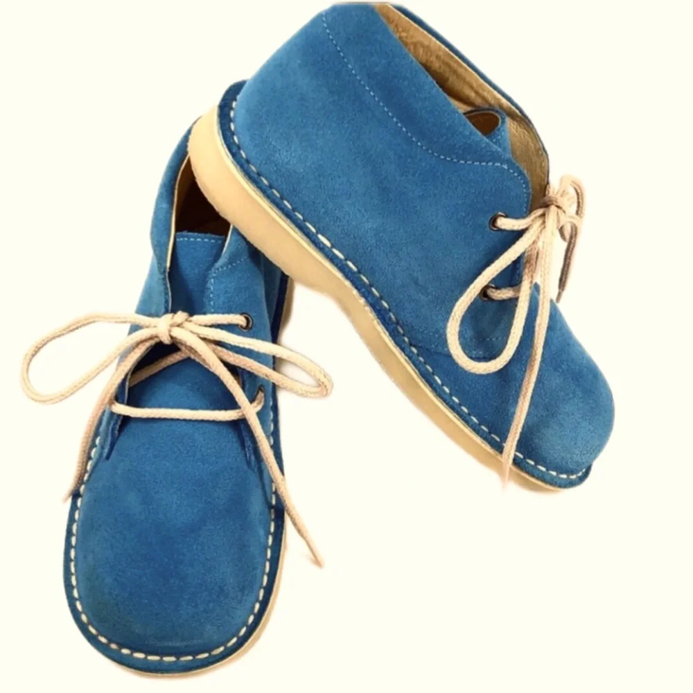 Andanines Toddler Lace Up Blue Suede Boots Size 12